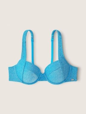 VS Pink | Swim Bikini Top Push Up In Blue Shimmer